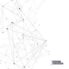 Aufkleber - Geometric concept structure network. Abstract polygonal with connecting dots and lines. Global connect element. Data polygonal vector