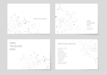 Fototapete - Technology vector templates for brochure cover in A4 size. Abstract geometric background with connected shapes lines and dots. Business, science, medicine design