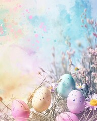 Wall Mural - Abstract beautiful spring colours easter eggs background