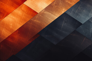 Wall Mural - Black dark blue gray copper red brown burnt orange gold yellow abstract background. Geometric shape. Rough noise grungy grain texture.