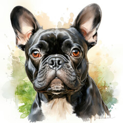 Wall Mural - watercolor French Bulldog clipart, Generative Ai