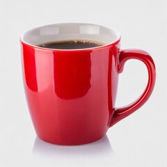 Red coffee mug isolated on white background