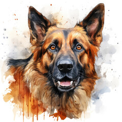 Wall Mural - watercolor German Shepherd clipart, Generative Ai