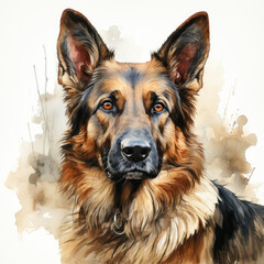 Wall Mural - watercolor German Shepherd clipart, Generative Ai