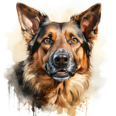 Wall Mural - watercolor German Shepherd clipart, Generative Ai