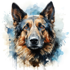 Wall Mural - watercolor German Shepherd clipart, Generative Ai