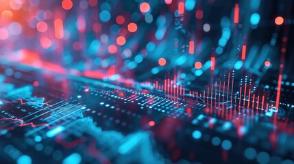 Wall Mural - stock market growth, business investing and data concept with digital financial chart graphs