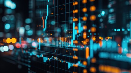 Wall Mural - stock market growth, business investing and data concept with digital financial chart graphs