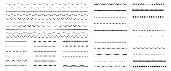 set of vector line border. lines, waves, zigzag, borders. geometric vintage line collection. doodle 