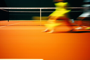 Aufkleber - Abstract depiction of a tennis match, capturing the rhythm and movement of players on the court through dynamic lines and contrasting colors.