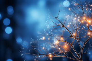 Poster - A visually dynamic abstraction of interconnected neurons, depicting the complexity and beauty of the human brain.