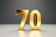 Gold Number 70 Seventy On Gray Background