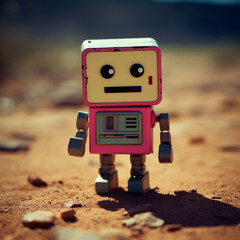 Aufkleber - Playful depiction of an 8-bit pixel robot character, showcasing the charm of retro game design.