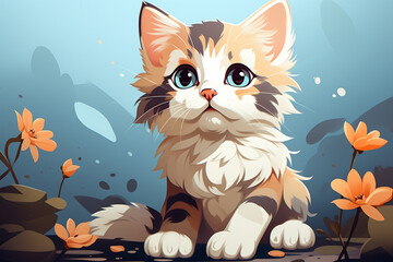 Poster - Adorable pixel art of a cat in 8-bit style, combining retro aesthetics with contemporary design.