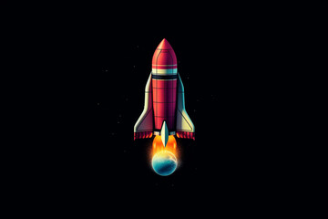 Aufkleber - Playful pixel art of a retro rocket, combining nostalgia with the excitement of space exploration.