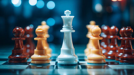 Poster - Pixel art representation of chess pieces, bringing a touch of retro aesthetics to the classic game.