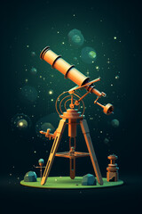 Aufkleber - Pixel art rendering of a vintage telescope, blending the exploration of the cosmos with retro aesthetics.