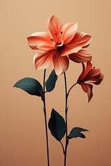 Fototapete - A minimalist pixel art depiction of a flower using geometric shapes, showcasing simplicity in retro design.