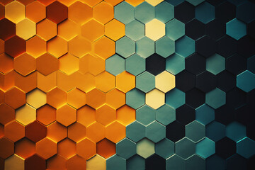 Fototapete - Clean and minimal pixel art featuring an abstract hexagon pattern, showcasing simplicity and geometric precision.