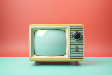 Fototapete - A minimalistic pixel art representation of a retro television set, focusing on simplicity in entertainment technology.