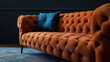 Elegant chesterfield sofa in room.