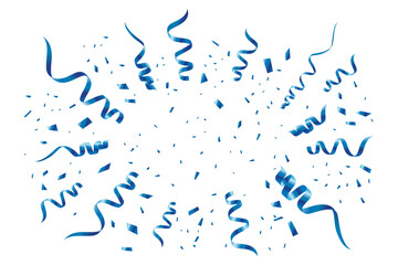 Blue confetti isolated on white background, congratulations confetti, celebration confetti, vector, confetti explosion, streamers, ribbons, clipart for Carnival, Holiday, Christmas, New year, sale,