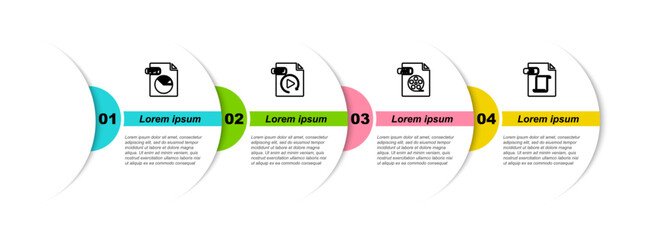 Poster - Set line PPT file document, GIF, AVI and JS. Business infographic template. Vector