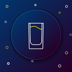 Wall Mural - Line Shot glass icon isolated on blue background. Colorful outline concept. Vector