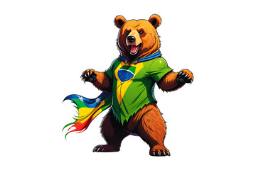 Wall Mural - Funny Bear Wearing Brazilian Flag (PNG 10800x7200)