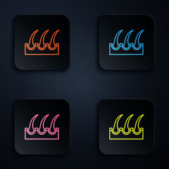 Sticker - Color neon line Human hair follicle icon isolated on black background. Hair care treatment. Set icons in square buttons. Vector