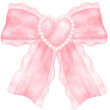 Pink Coquette bow aesthetic watercolor
