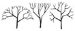 set of trees, hand drawing, frontal view. architectural ink drawing, vector.