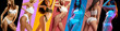 © master1305 - Collage made with images of different beautiful young woman with slim, fit bodies posing in underwear over multicolored background. Concept of female beauty, body and skin care, fitness, care, health