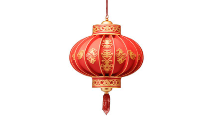 Wall Mural - luxurious chinese lantern with tassels and golden patterns, isolated on transparent background. premium stock photo for elegant event invitations and global celebration materials