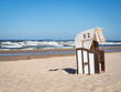 Beach chair in front of the baltic sea with clear blue sky - copy space
