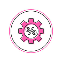 Poster - Filled outline Gear with percent icon isolated on white background.  Vector