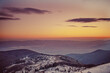 View from Buzludzha, Bulgaria - Mart 2023, Beautiful sunset, on Buzludzha Peak