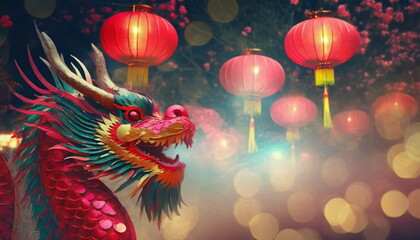 Chinese New Year dragon, traditional culture of Asia