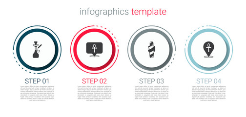 Poster - Set Hookah, Cross ankh, Egypt mummy and . Business infographic template. Vector