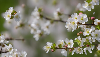 Wall Mural - white cherry blossom in the pound