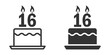 Sixteen birthday cake icon. Vector illustration