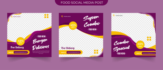 Wall Mural - food and beverages promo for restauran cafe menu social media post with editable template