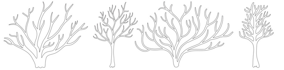 image of a tree in a simple minimalist style. Template for design, logo, print, icon. object in line art style for landscape, coloring
