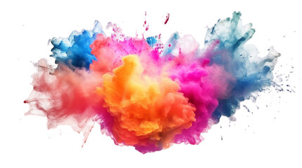 Wall Mural - Multicolored holi powder  explosion, rainbow colors, transparent background, Generative ai