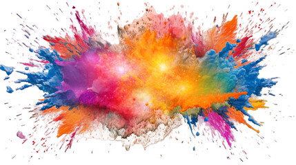 Wall Mural - Multicolored holi powder  explosion, rainbow colors, transparent background, Generative ai