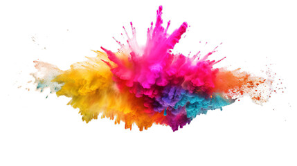 Wall Mural - Multicolored holi powder  explosion, rainbow colors, transparent background, Generative ai