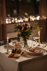 Wall Mural - festive table serving at home on valentine's day