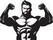 © BABBAN - Flex Iconic Fusion Cartoon Caricature Black Bodybuilder Vector Logo Mighty Muscle Masterpiece Vector Black Logo Icon of Caricature Bodybuilder
