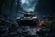 Rustic warfare tank, panzer, post apocalypse landscape, game wallpaper, photo art