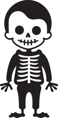 Cartoonish Skeleton Charm Black Design Lovable Skeletal Companion Cute Icon